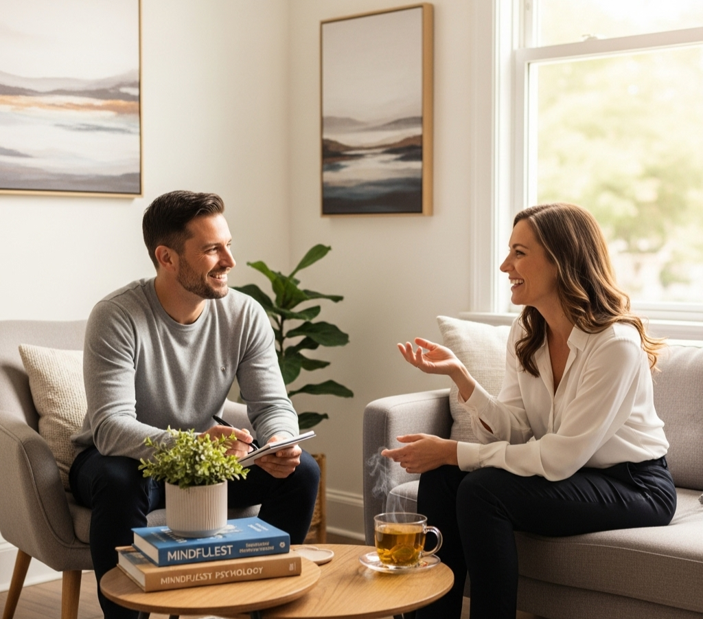 Sesión en un consultorio acogedor